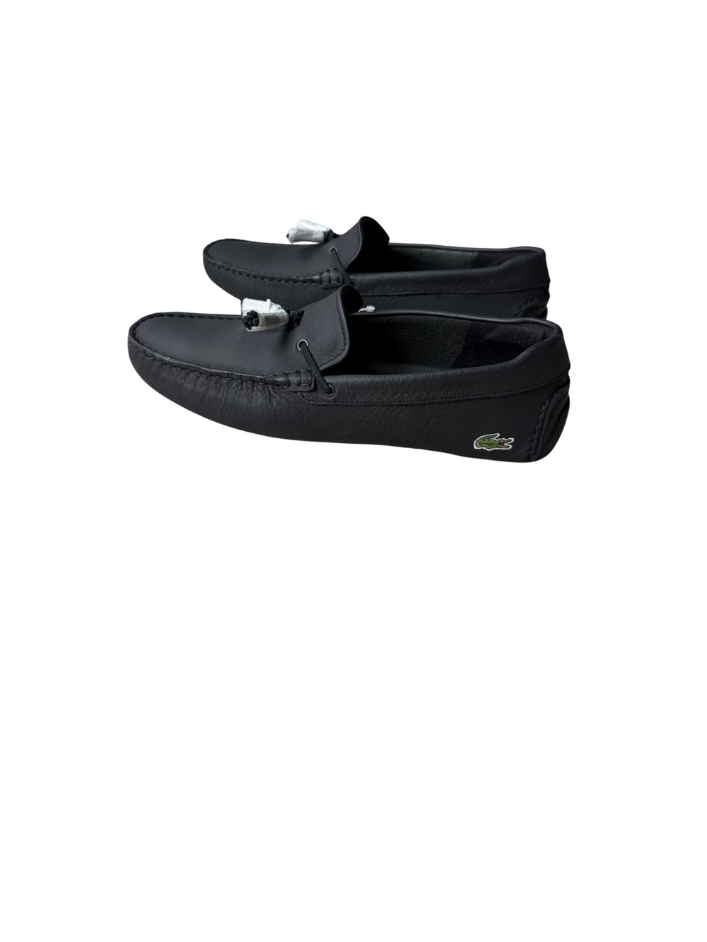 Lacoste Black Leather Tassel Driving Loafers